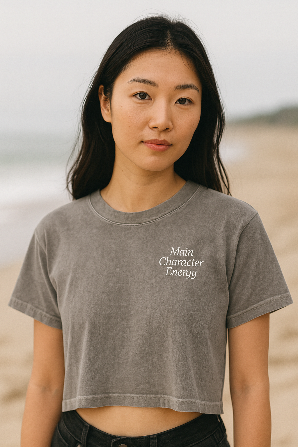 Main Character Energy – Stone Wash Cropped Tee